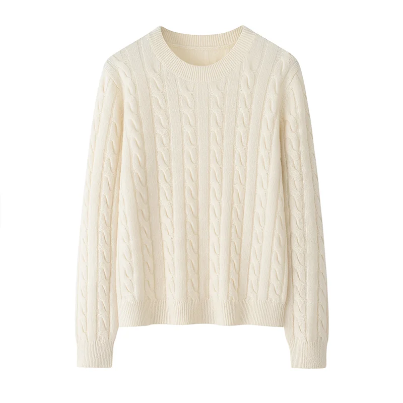 100% Cashmere, Cashmere crew-neck sweater — Pink, 14–15.5µm, Cashmere Garment / Women — detail view 3