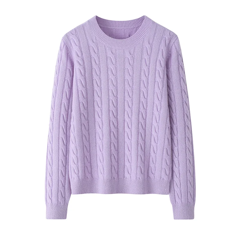 100% Cashmere, Cashmere crew-neck sweater — Pink, 14–15.5µm, Cashmere Garment / Women — detail view 5
