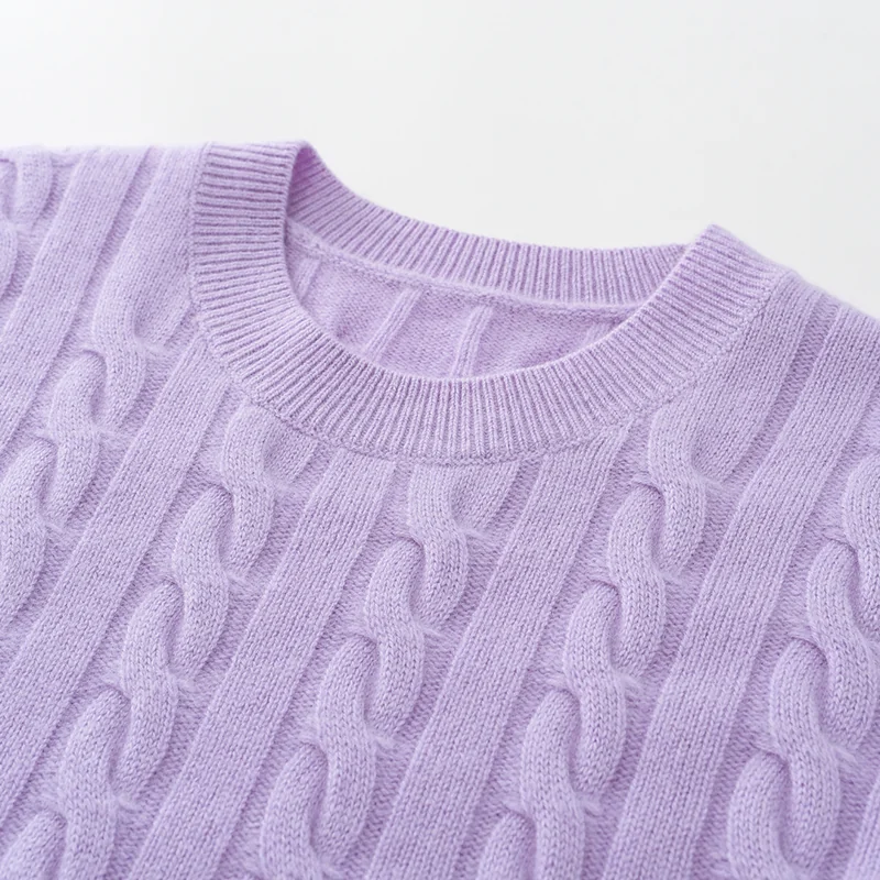 100% Cashmere, Cashmere crew-neck sweater — Pink, 14–15.5µm, Cashmere Garment / Women — detail view 9