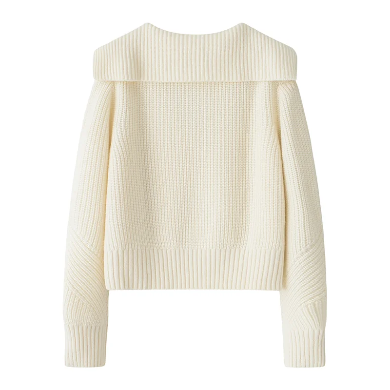 Cashmere crew-neck sweater — White Cowl neck — Cashmere Sweaters & Knitwear, 100% Cashmere
