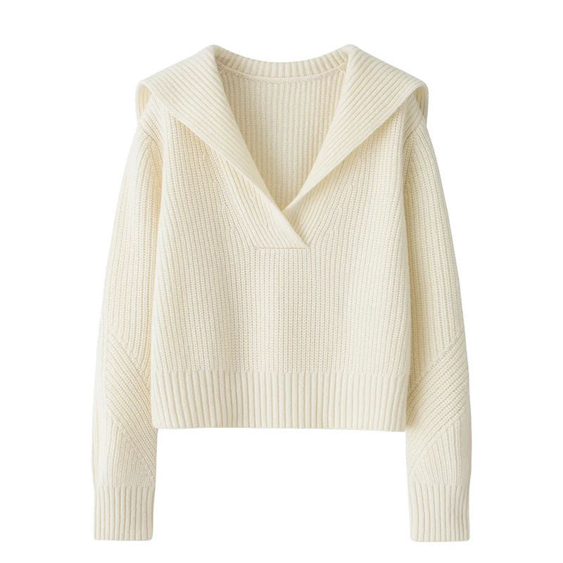 100% Cashmere, Cashmere crew-neck sweater — White Cowl neck, 14–15.5µm, Cashmere Garment / Women — detail view 2