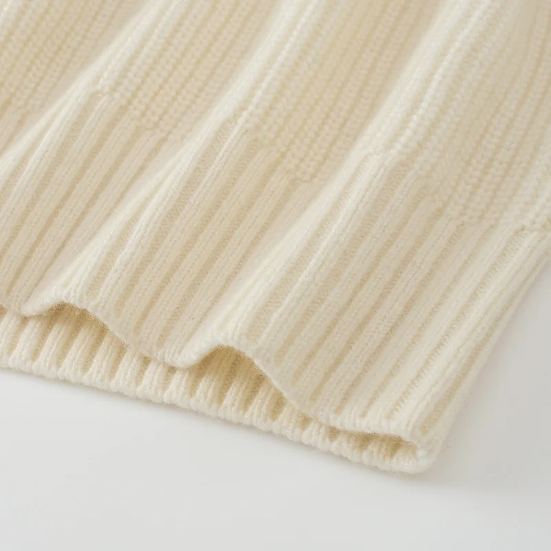 100% Cashmere, Cashmere crew-neck sweater — White Cowl neck, 14–15.5µm, Cashmere Garment / Women — detail view 3