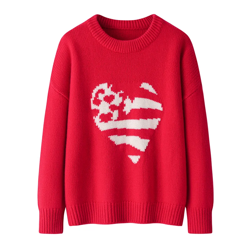 100% Cashmere, Cashmere crew-neck sweater — Red, 14–15.5µm, Cashmere Garment / Women — detail view 2