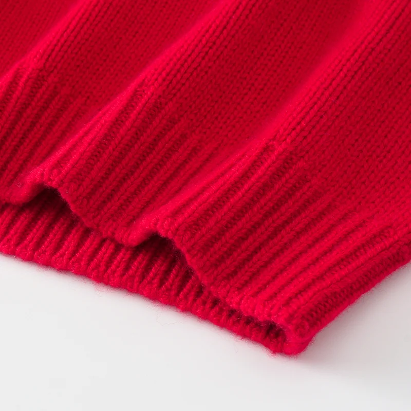 100% Cashmere, Cashmere crew-neck sweater — Red, 14–15.5µm, Cashmere Garment / Women — detail view 4