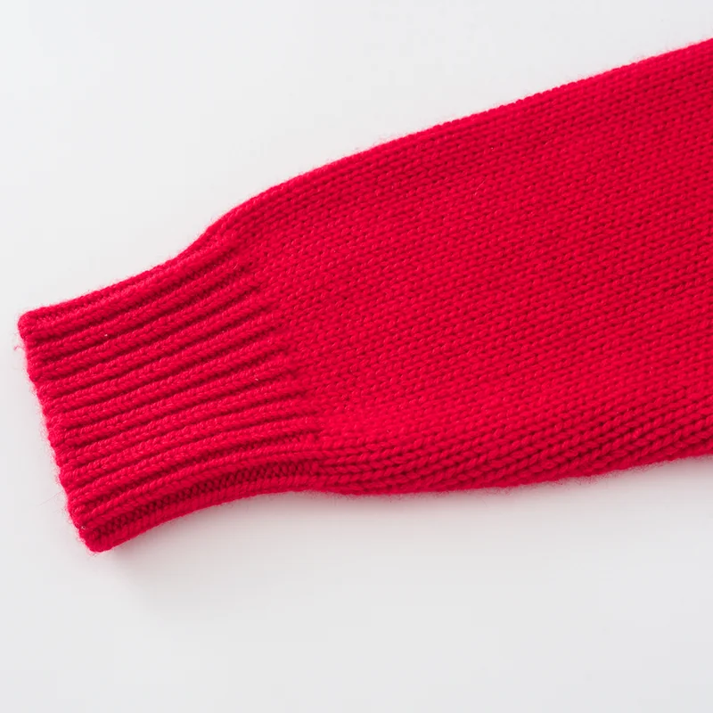 100% Cashmere, Cashmere crew-neck sweater — Red, 14–15.5µm, Cashmere Garment / Women — detail view 5
