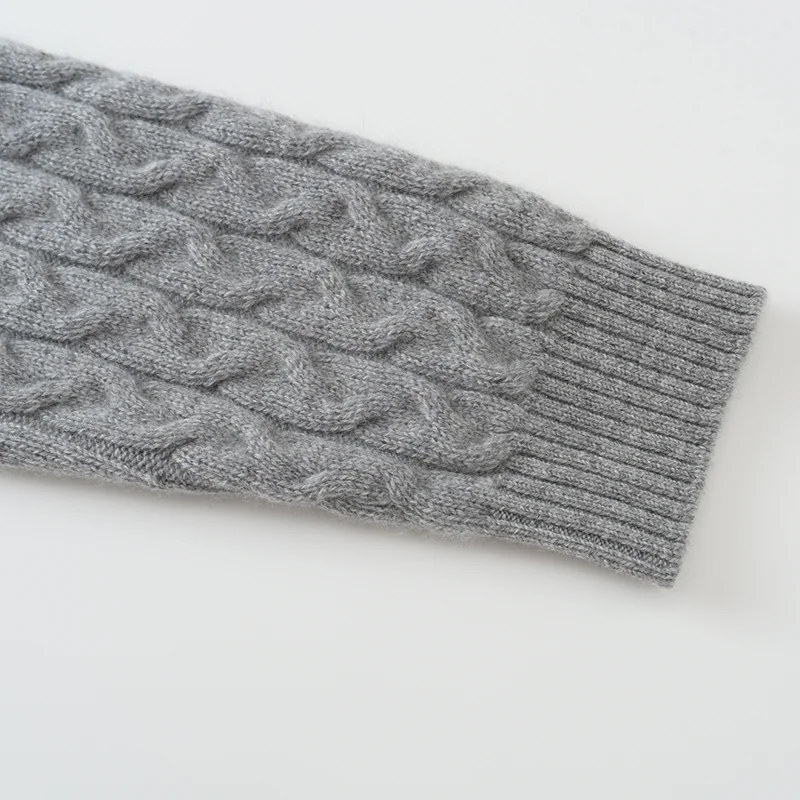 100% Cashmere, Cashmere crew-neck sweater — Grey, 14–15.5µm, Cashmere Garment / Women — detail view 4