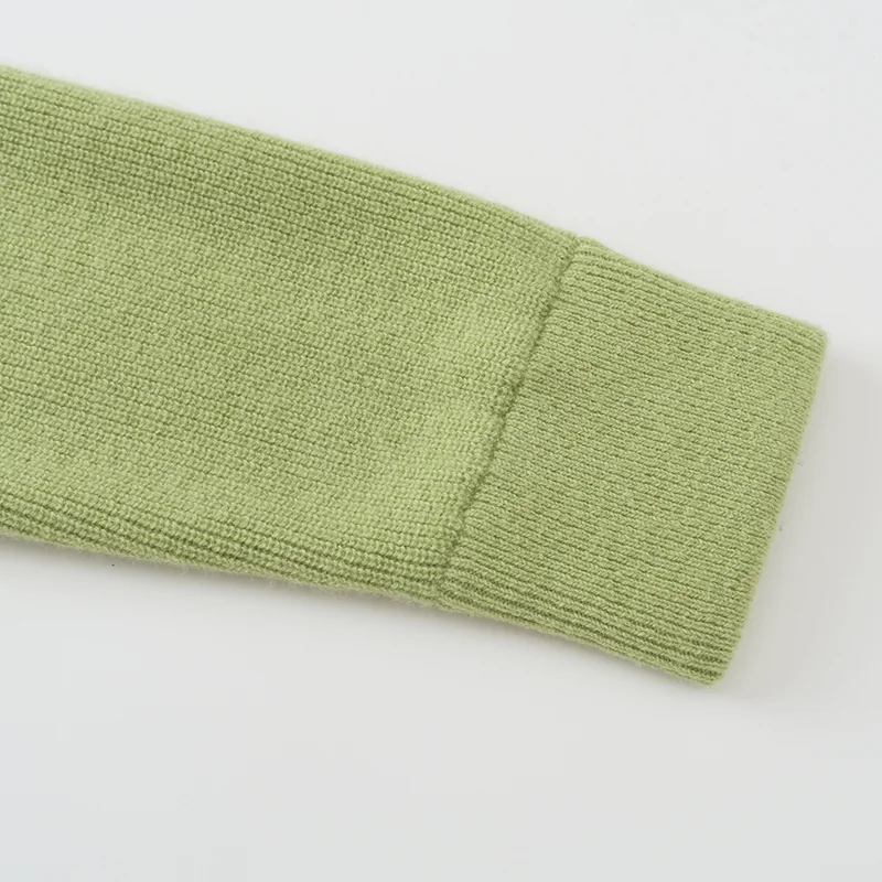100% Cashmere, Cashmere crew-neck sweater — Green, 14–15.5µm, Cashmere Garment / Women — detail view 4