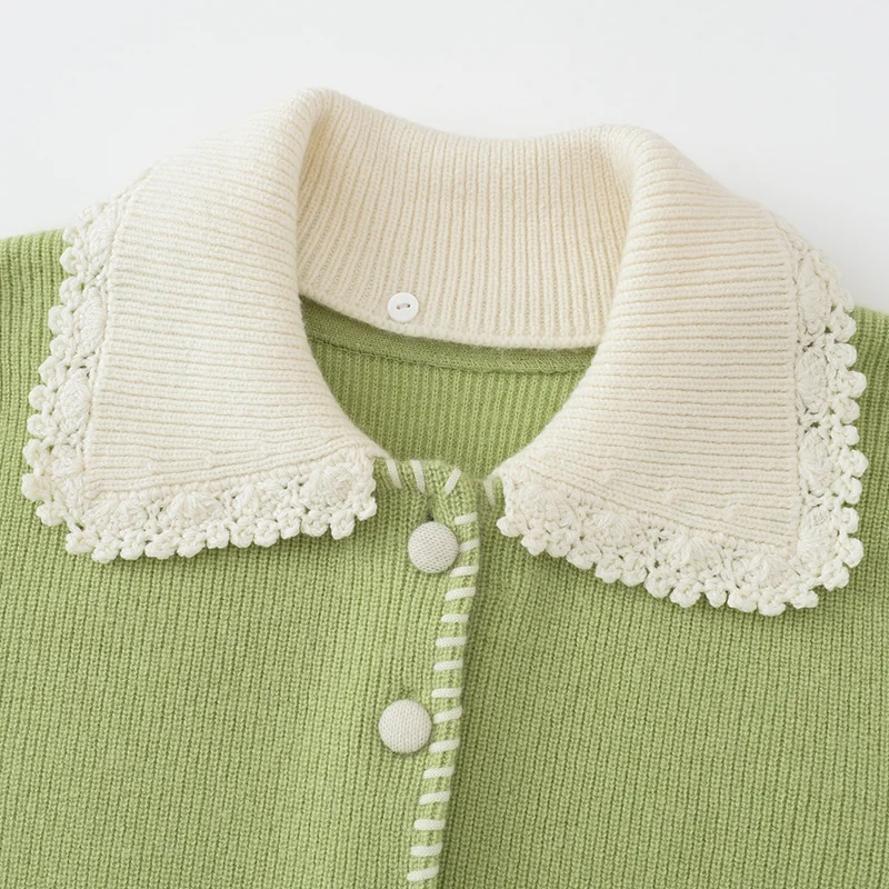 100% Cashmere, Cashmere crew-neck sweater — Green, 14–15.5µm, Cashmere Garment / Women — detail view 5
