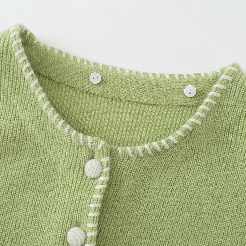 100% Cashmere, Cashmere crew-neck sweater — Green, 14–15.5µm, Cashmere Garment / Women — detail view 6