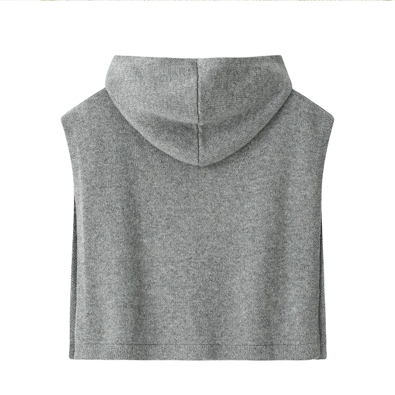 Cashmere hooded cardigan — Grey Cowl hood