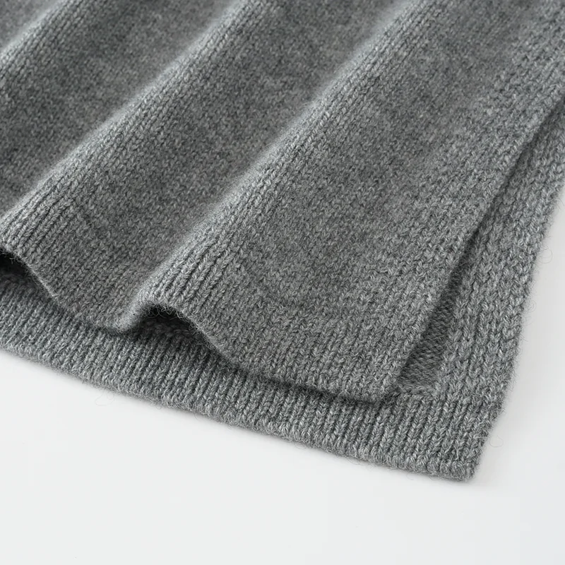 100% Cashmere, Cashmere hooded cardigan — Grey Cowl hood, 14–15.5µm, Cashmere Garment / Women — detail view 3