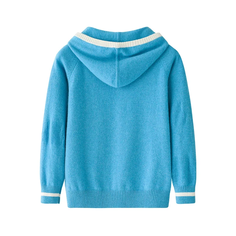100% Cashmere, Cashmere crew-neck sweater — Blue Kids knit, 14–15.5µm, Cashmere Garment / Women — detail view 2