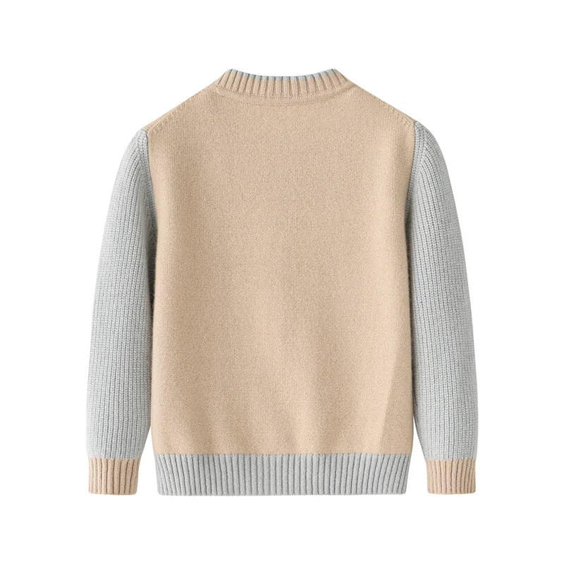 100% Cashmere, Cashmere crew-neck sweater — Blue Kids knit, 14–15.5µm, Cashmere Garment / Women — detail view 3