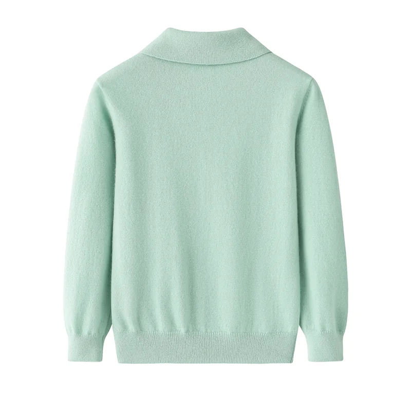 100% Cashmere, Cashmere crew-neck sweater — Blue Kids knit, 14–15.5µm, Cashmere Garment / Women — detail view 4