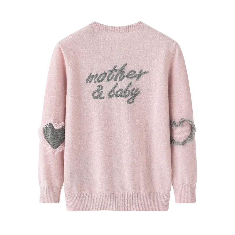 100% Cashmere, Cashmere crew-neck sweater — Blue Kids knit, 14–15.5µm, Cashmere Garment / Women — detail view 6