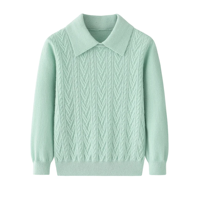 100% Cashmere, Cashmere crew-neck sweater — Blue Kids knit, 14–15.5µm, Cashmere Garment / Women — detail view 30