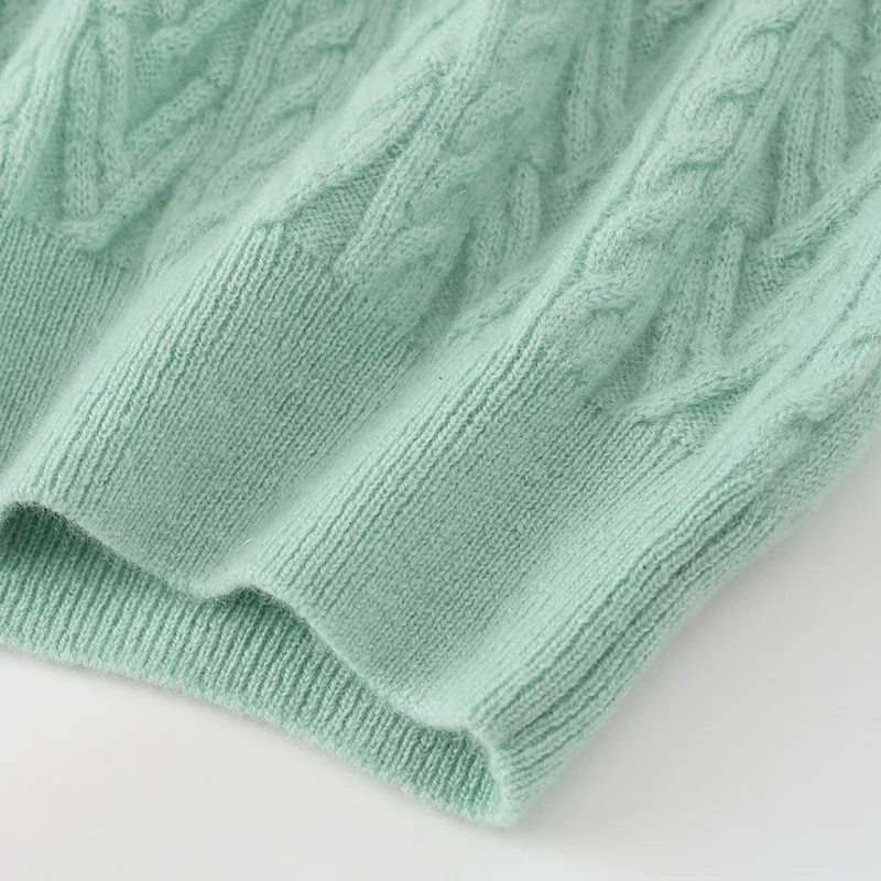 100% Cashmere, Cashmere crew-neck sweater — Blue Kids knit, 14–15.5µm, Cashmere Garment / Women — detail view 36
