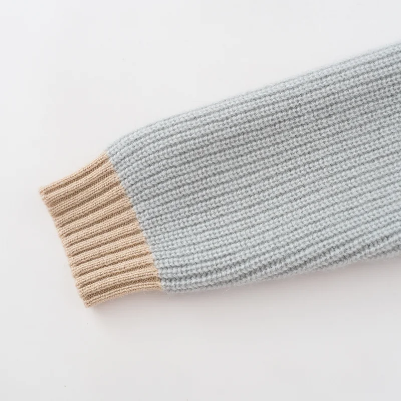 100% Cashmere, Cashmere crew-neck sweater — Blue Kids knit, 14–15.5µm, Cashmere Garment / Women — detail view 45
