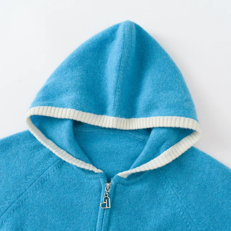 100% Cashmere, Cashmere crew-neck sweater — Blue Kids knit, 14–15.5µm, Cashmere Garment / Women — detail view 54