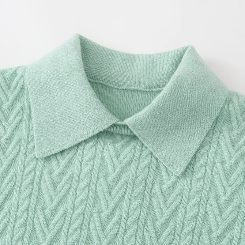 100% Cashmere, Cashmere crew-neck sweater — Blue Kids knit, 14–15.5µm, Cashmere Garment / Women — detail view 56