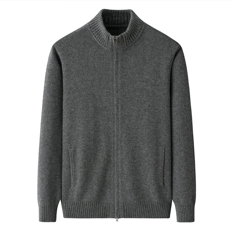 100% Cashmere, Cashmere crew-neck sweater — Grey, 14–15.5µm, Cashmere Garment / Men — detail view 2