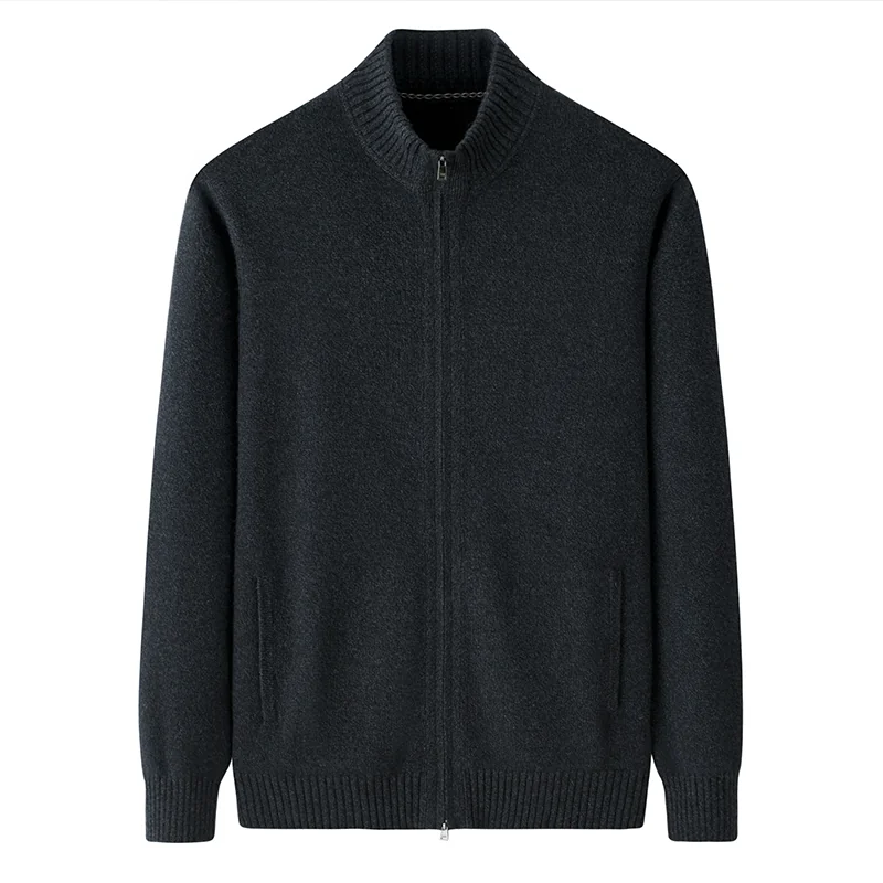 100% Cashmere, Cashmere crew-neck sweater — Grey, 14–15.5µm, Cashmere Garment / Men — detail view 3