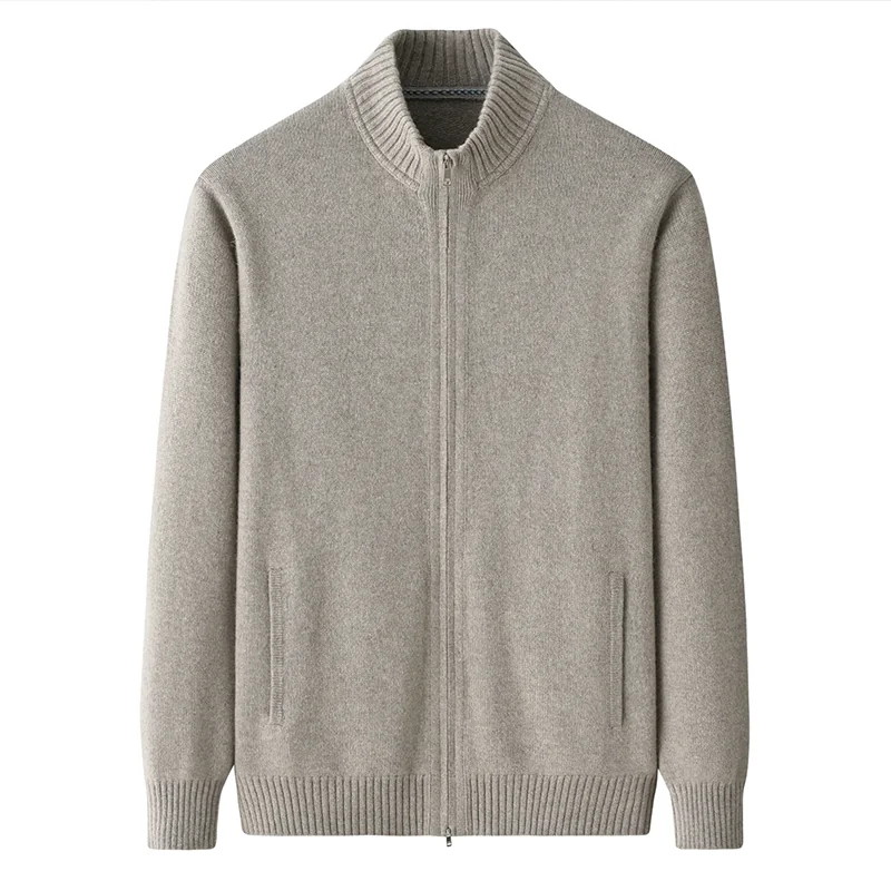 100% Cashmere, Cashmere crew-neck sweater — Grey, 14–15.5µm, Cashmere Garment / Men — detail view 4