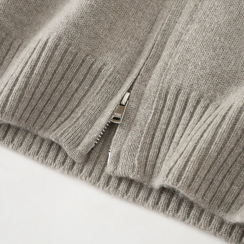 100% Cashmere, Cashmere crew-neck sweater — Grey, 14–15.5µm, Cashmere Garment / Men — detail view 5