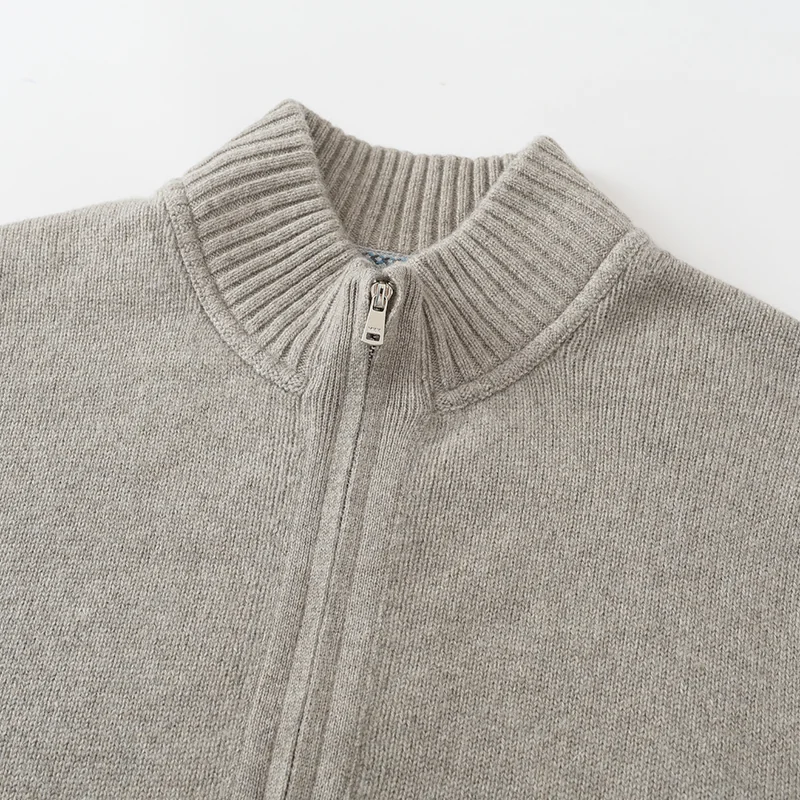 100% Cashmere, Cashmere crew-neck sweater — Grey, 14–15.5µm, Cashmere Garment / Men — detail view 7