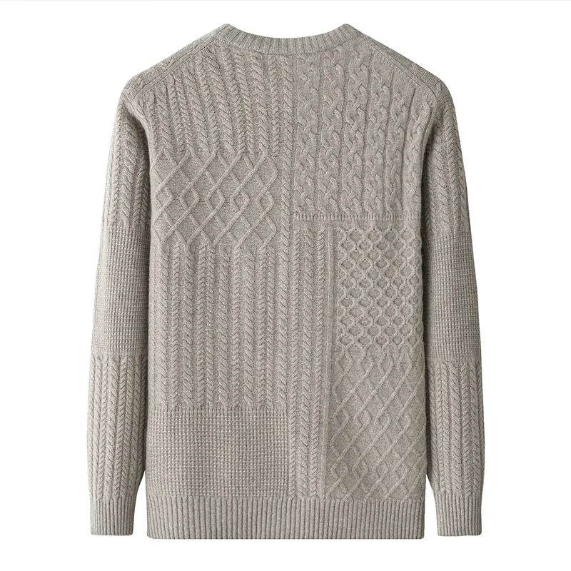 Cashmere crew-neck sweater — Grey Cable — Cashmere Sweaters & Knitwear, 100% Cashmere