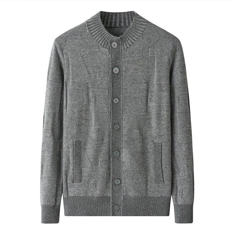 100% Cashmere, Cashmere crew-neck sweater — Grey, 14–15.5µm, Cashmere Garment / Men — detail view 2