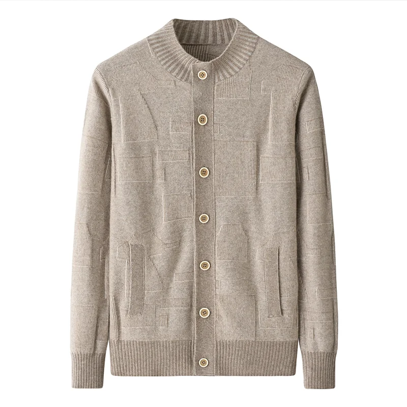 100% Cashmere, Cashmere crew-neck sweater — Grey, 14–15.5µm, Cashmere Garment / Men — detail view 3