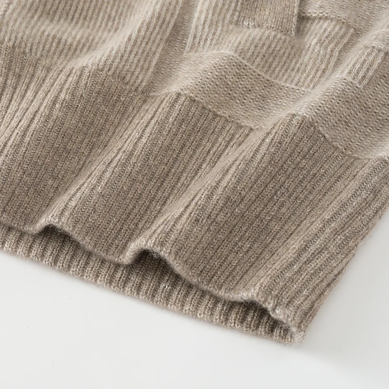 100% Cashmere, Cashmere crew-neck sweater — Grey, 14–15.5µm, Cashmere Garment / Men — detail view 4