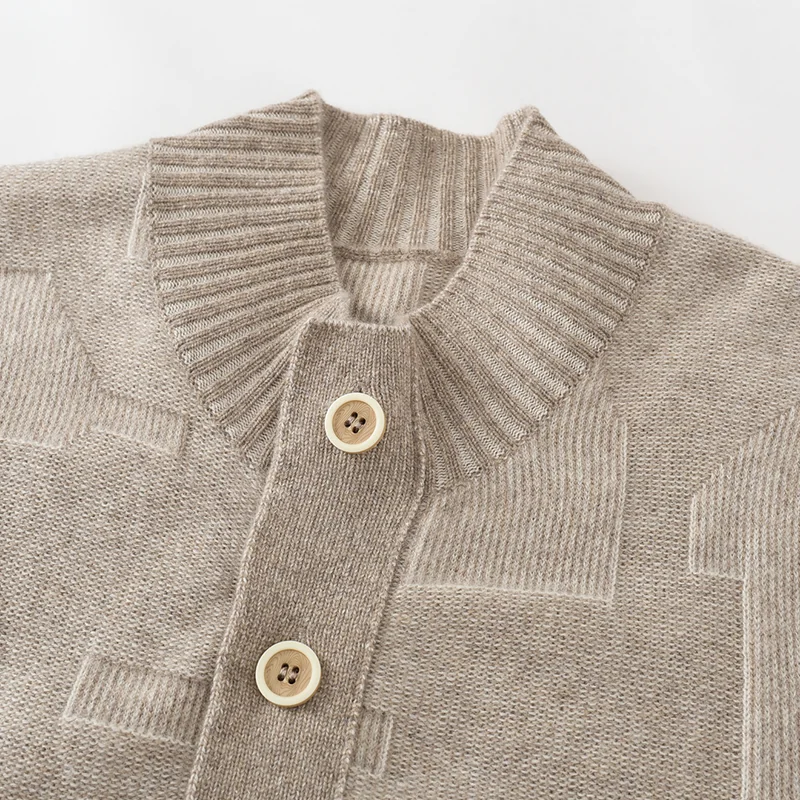 100% Cashmere, Cashmere crew-neck sweater — Grey, 14–15.5µm, Cashmere Garment / Men — detail view 6