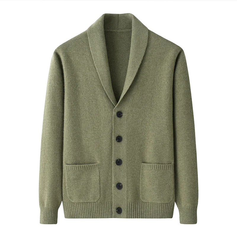 100% Cashmere, Cashmere crew-neck sweater — Grey, 14–15.5µm, Cashmere Garment / Men — detail view 3