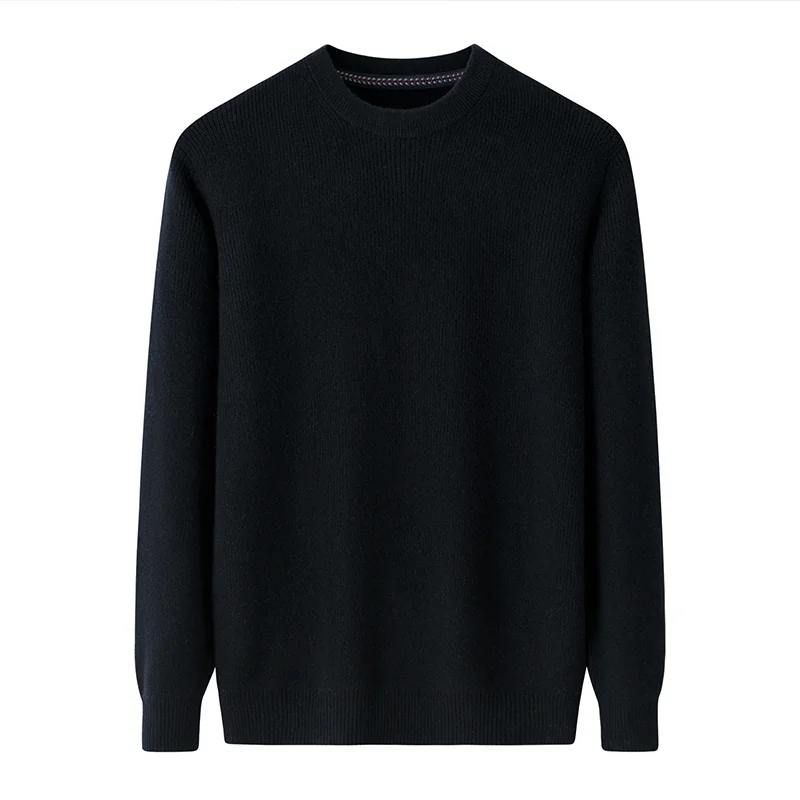 100% Cashmere, Cashmere crew-neck sweater — Grey, 14–15.5µm, Cashmere Garment / Men — detail view 4