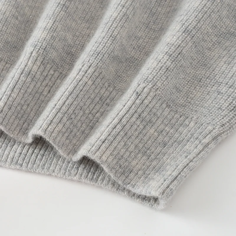 100% Cashmere, Cashmere crew-neck sweater — Grey, 14–15.5µm, Cashmere Garment / Men — detail view 5