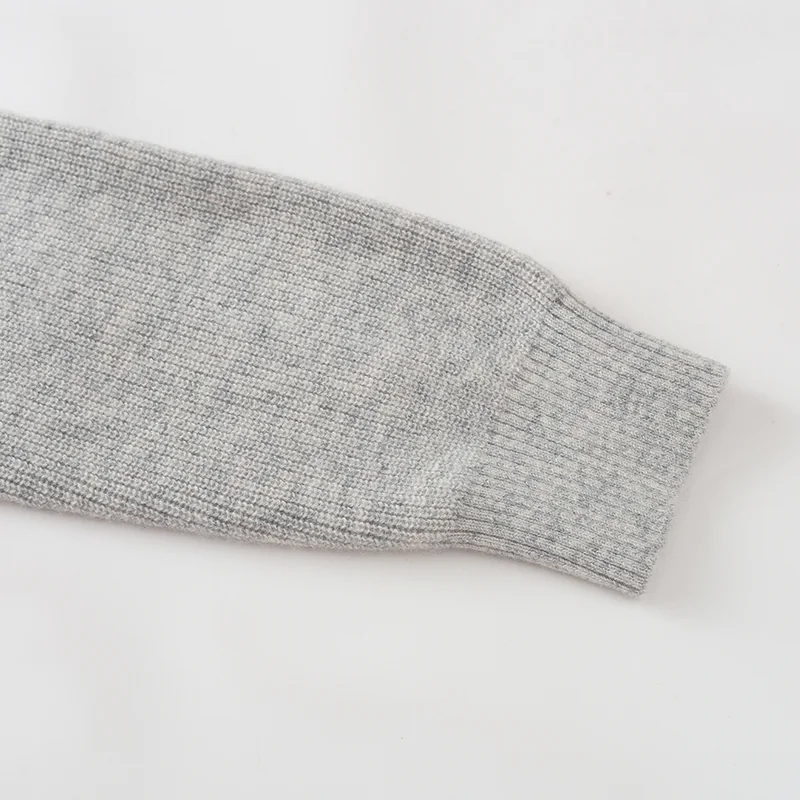 100% Cashmere, Cashmere crew-neck sweater — Grey, 14–15.5µm, Cashmere Garment / Men — detail view 6
