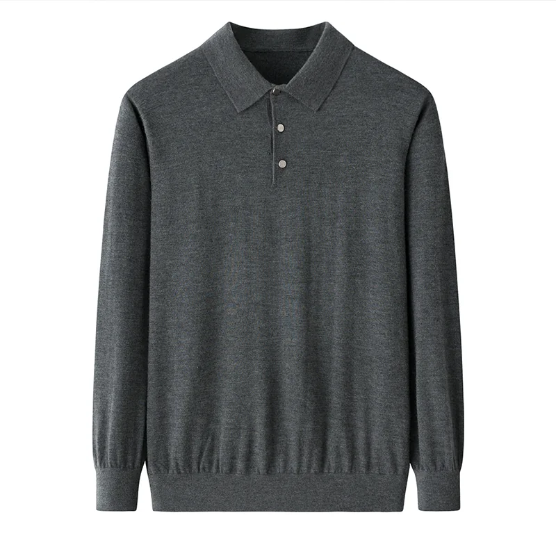 100% Cashmere, Cashmere crew-neck sweater — Grey, 14–15.5µm, Cashmere Garment / Men — detail view 2