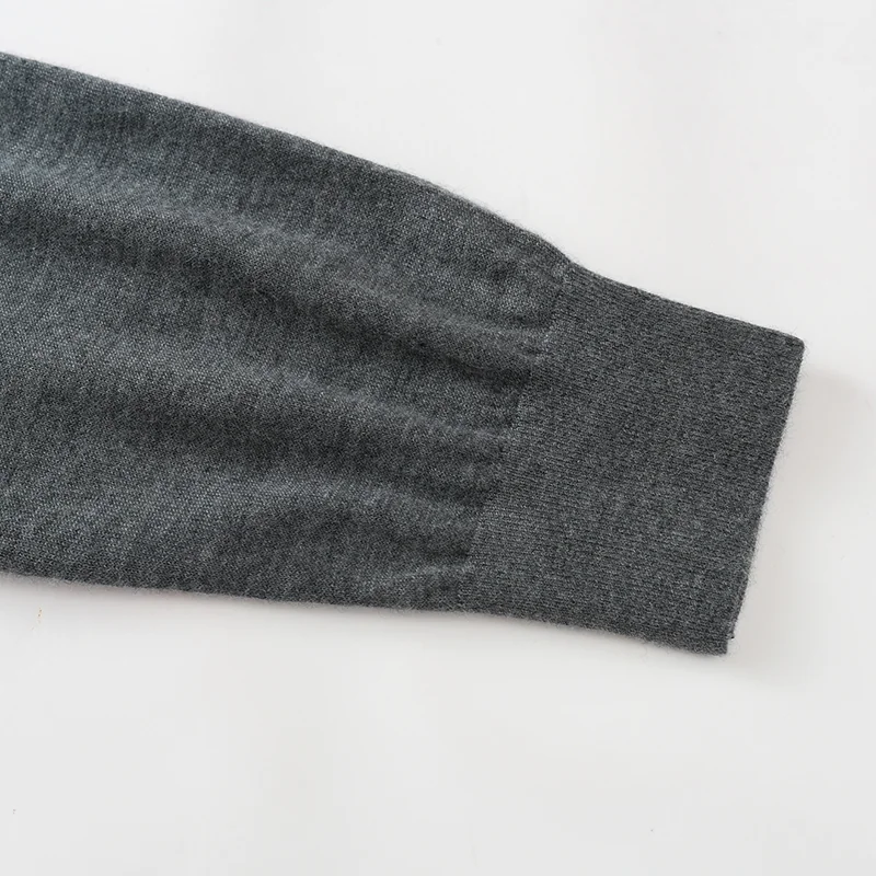 100% Cashmere, Cashmere crew-neck sweater — Grey, 14–15.5µm, Cashmere Garment / Men — detail view 7