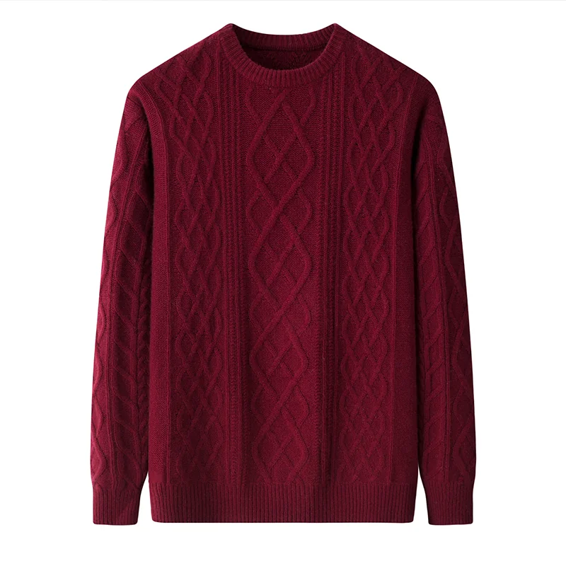 100% Cashmere, Cashmere crew-neck sweater — Grey, 14–15.5µm, Cashmere Garment / Men — detail view 3