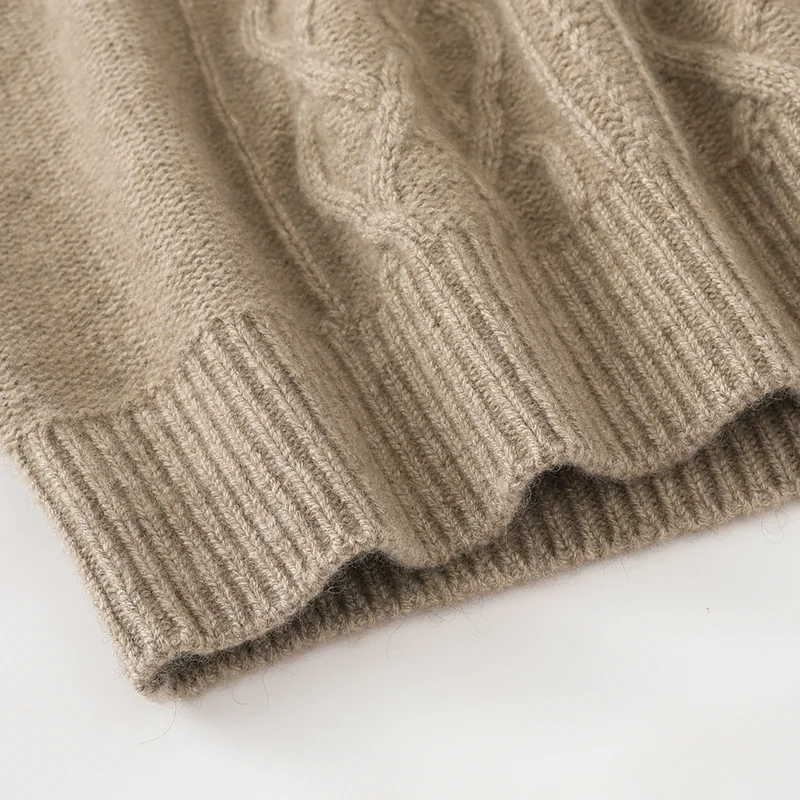 100% Cashmere, Cashmere crew-neck sweater — Grey, 14–15.5µm, Cashmere Garment / Men — detail view 5