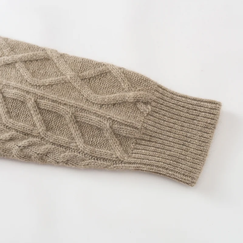 100% Cashmere, Cashmere crew-neck sweater — Grey, 14–15.5µm, Cashmere Garment / Men — detail view 6