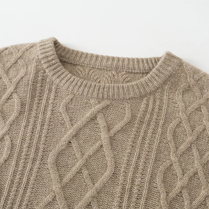 100% Cashmere, Cashmere crew-neck sweater — Grey, 14–15.5µm, Cashmere Garment / Men — detail view 7
