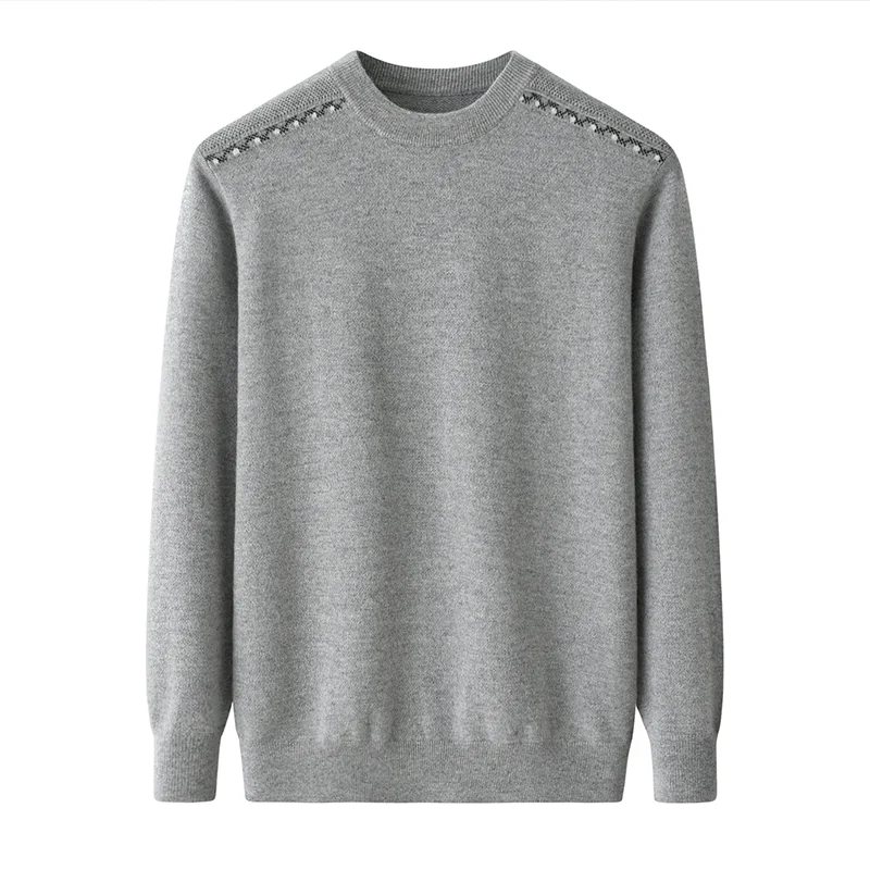 100% Cashmere, Cashmere crew-neck sweater — Camel, 14–15.5µm, Cashmere Garment / Men — detail view 3