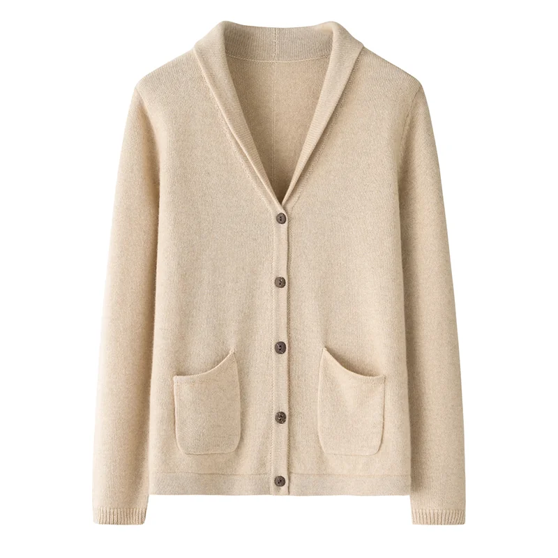 100% Cashmere, Cashmere crew-neck sweater — Beige, 14–15.5µm, Cashmere Garment / Men — detail view 2