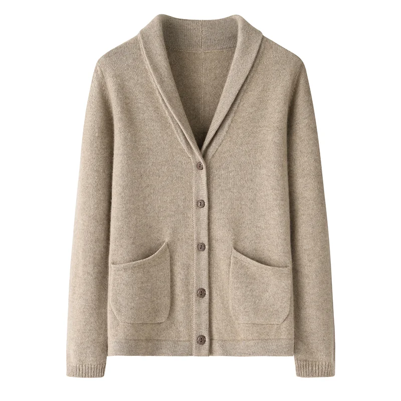100% Cashmere, Cashmere crew-neck sweater — Beige, 14–15.5µm, Cashmere Garment / Men — detail view 3