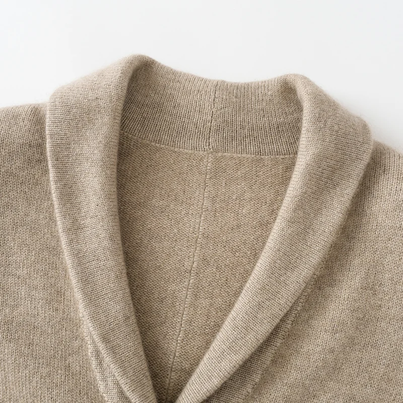 100% Cashmere, Cashmere crew-neck sweater — Beige, 14–15.5µm, Cashmere Garment / Men — detail view 6