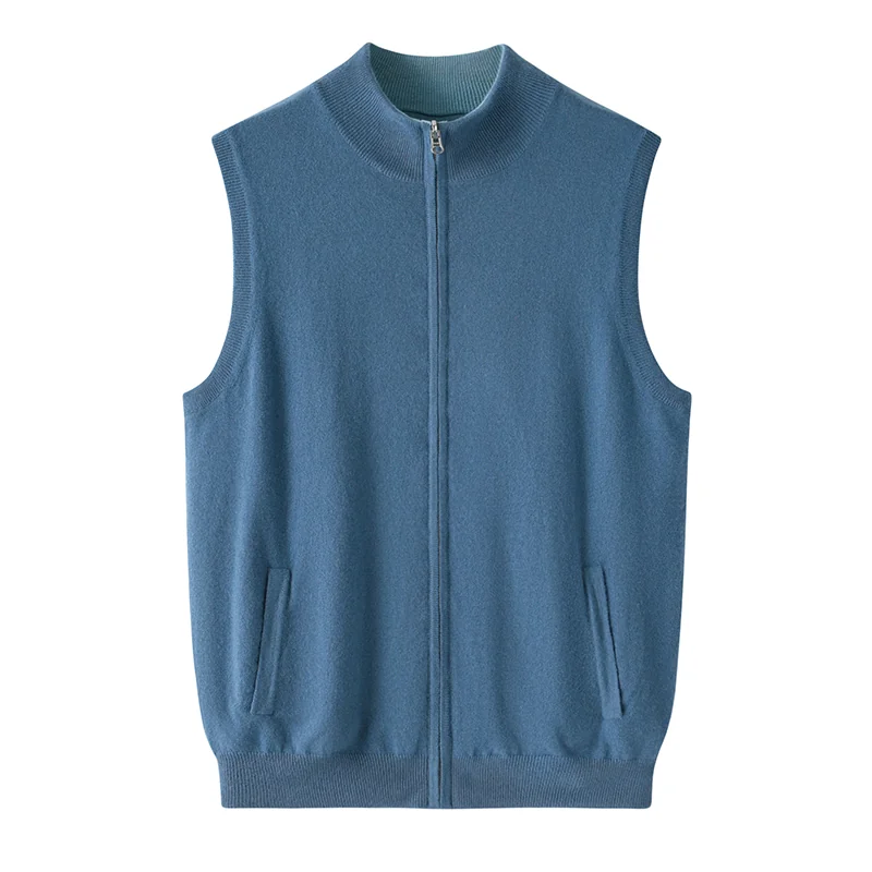 100% Cashmere, Cashmere sleeveless vest — Black Sleeveless vest, 14–15.5µm, Cashmere Garment / Men — detail view 3
