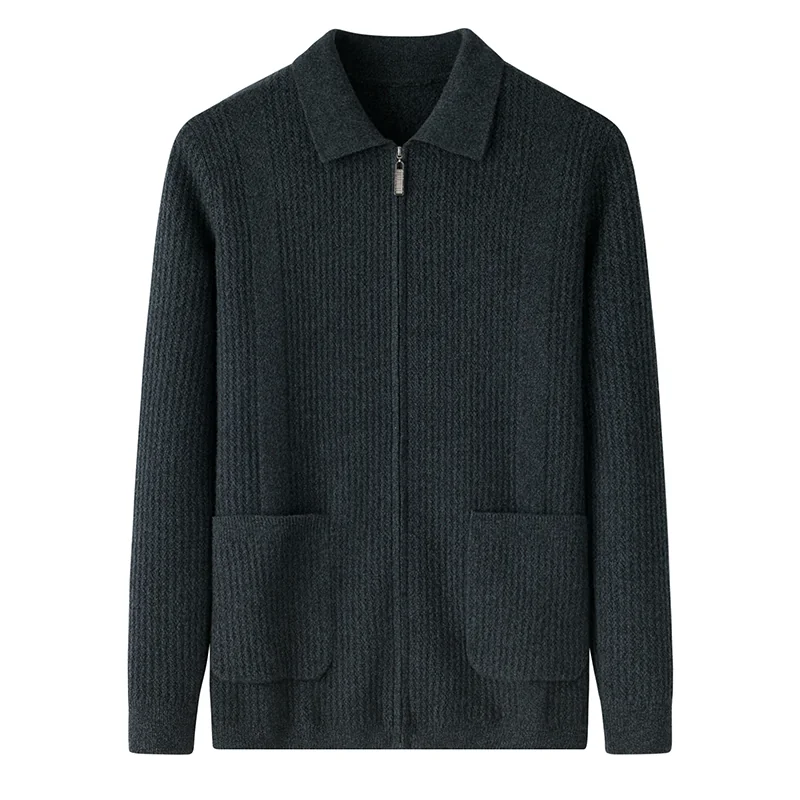 100% Cashmere, Cashmere crew-neck sweater — Black, 14–15.5µm, Cashmere Garment / Men — detail view 2